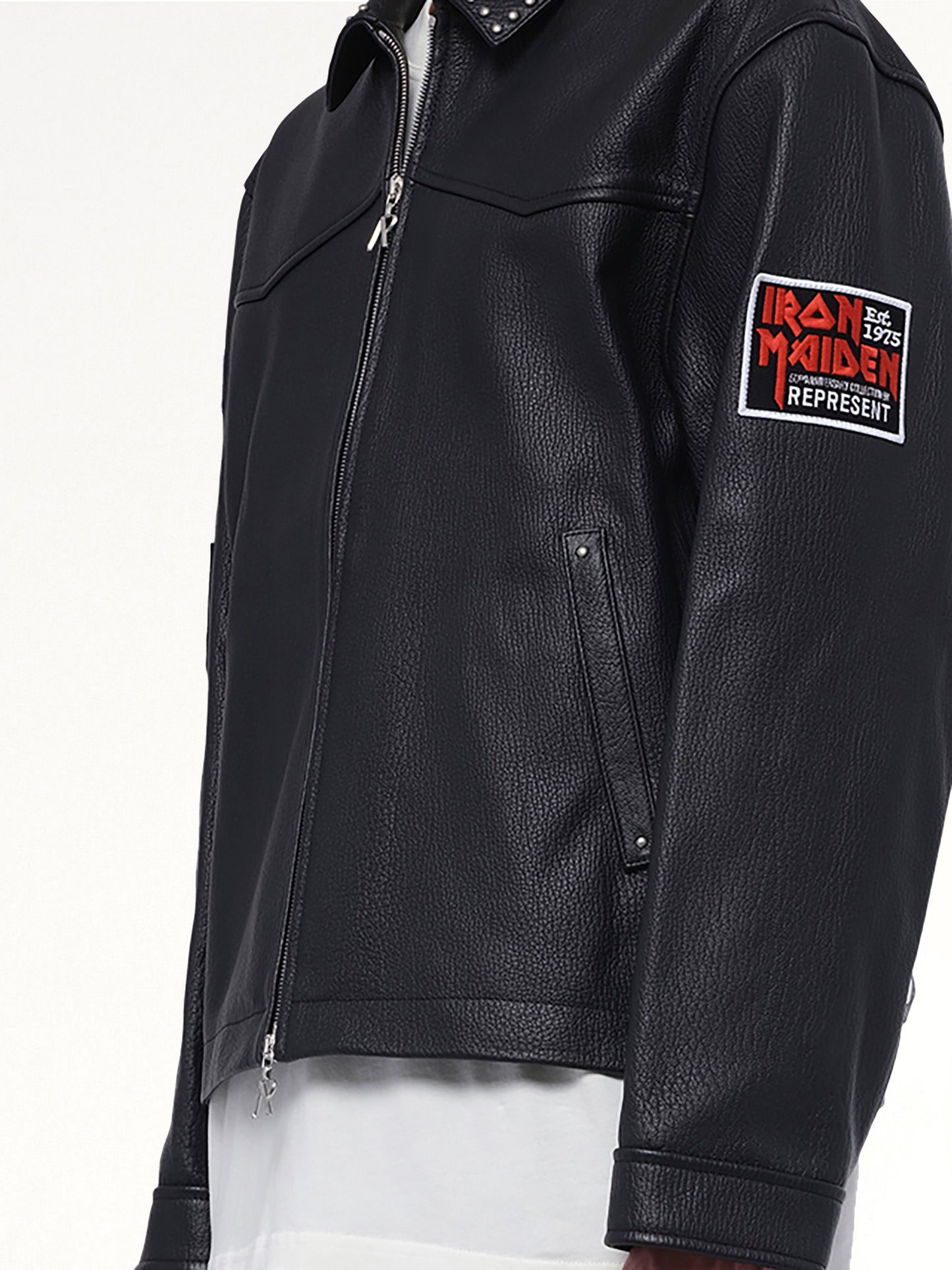 Iron Maiden Trooper Leather Jacket in Jet Black