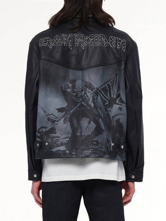 Iron Maiden Trooper Leather Jacket in Jet Black