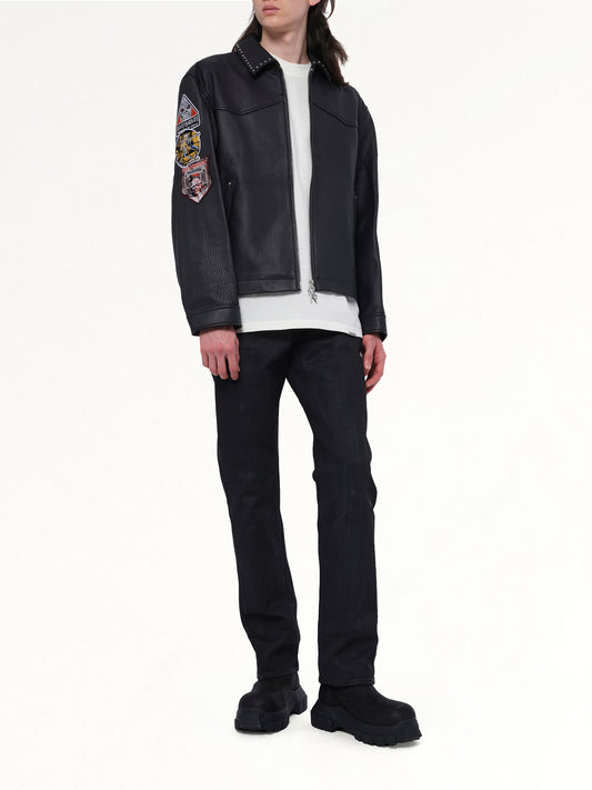 Iron Maiden Trooper Leather Jacket in Jet Black