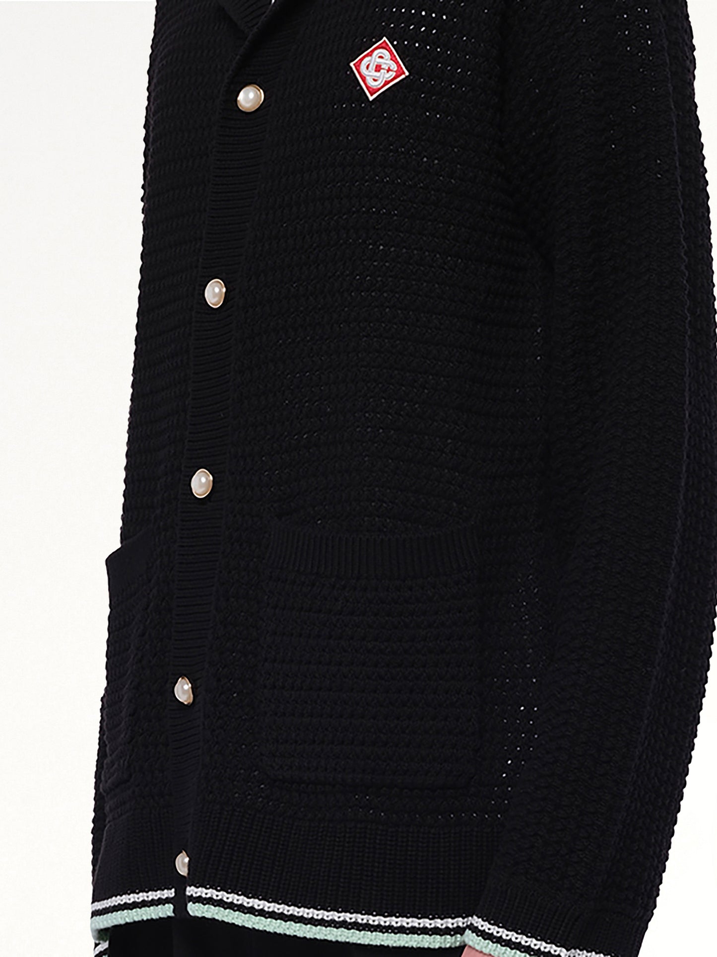 Embroidered Crochet Shirt in Black