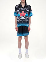 Silk Satin Blades Shirt in Multicolour