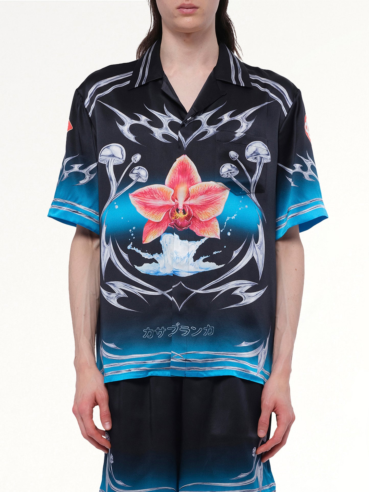 Silk Satin Blades Shirt in Multicolour
