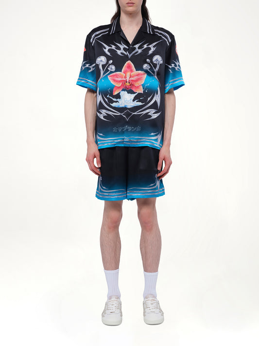 Silk Satin Blades Shirt in Multicolour