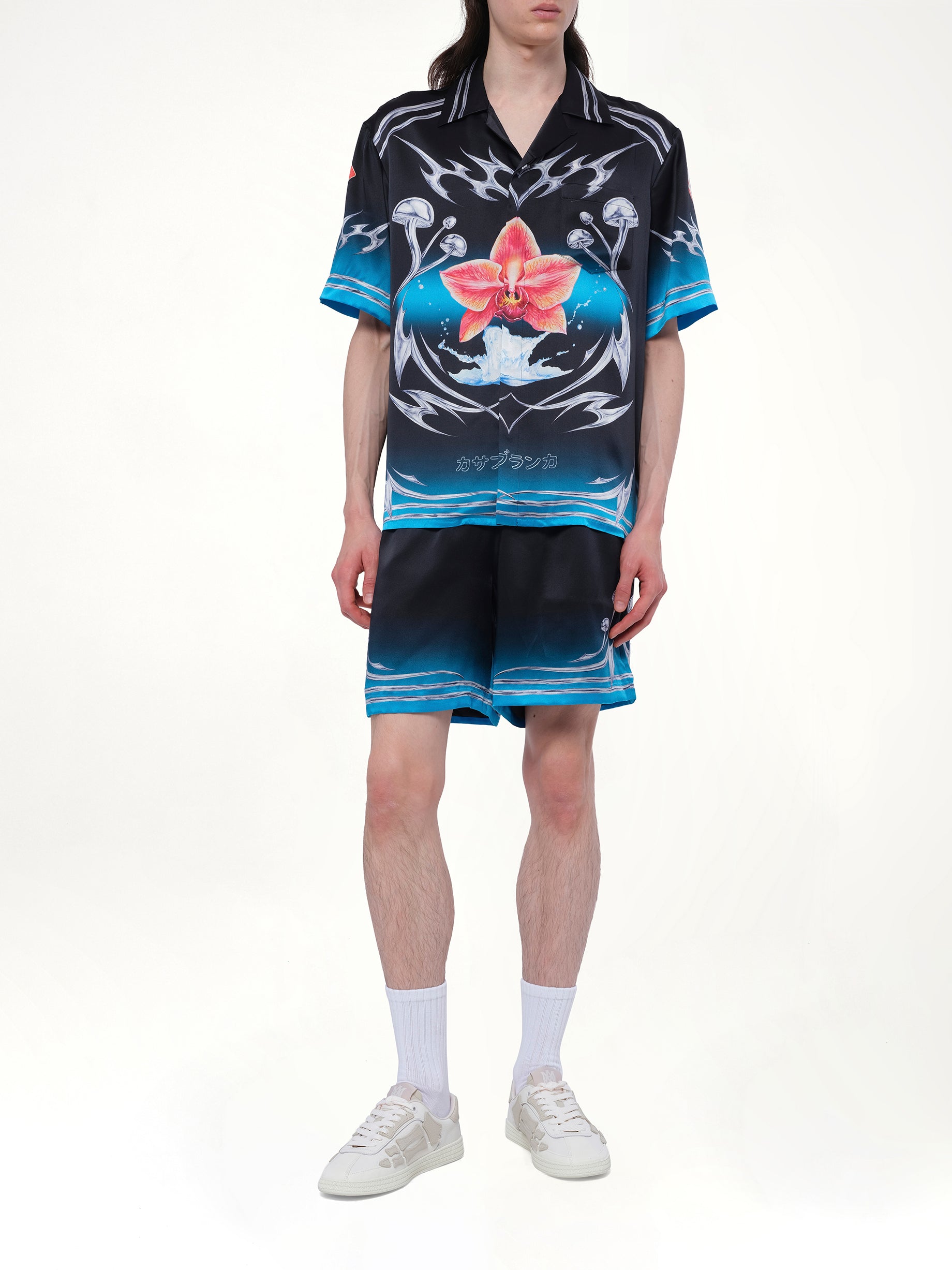 Silk Satin Blades Shirt in Multicolour