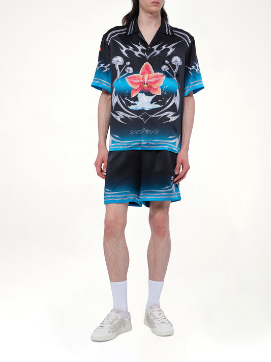 Silk Satin Blades Shirt in Multicolour