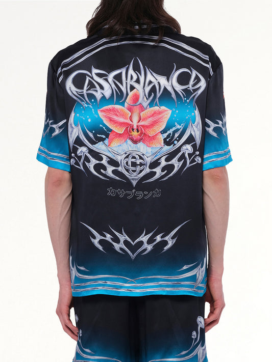 Silk Satin Blades Shirt in Multicolour