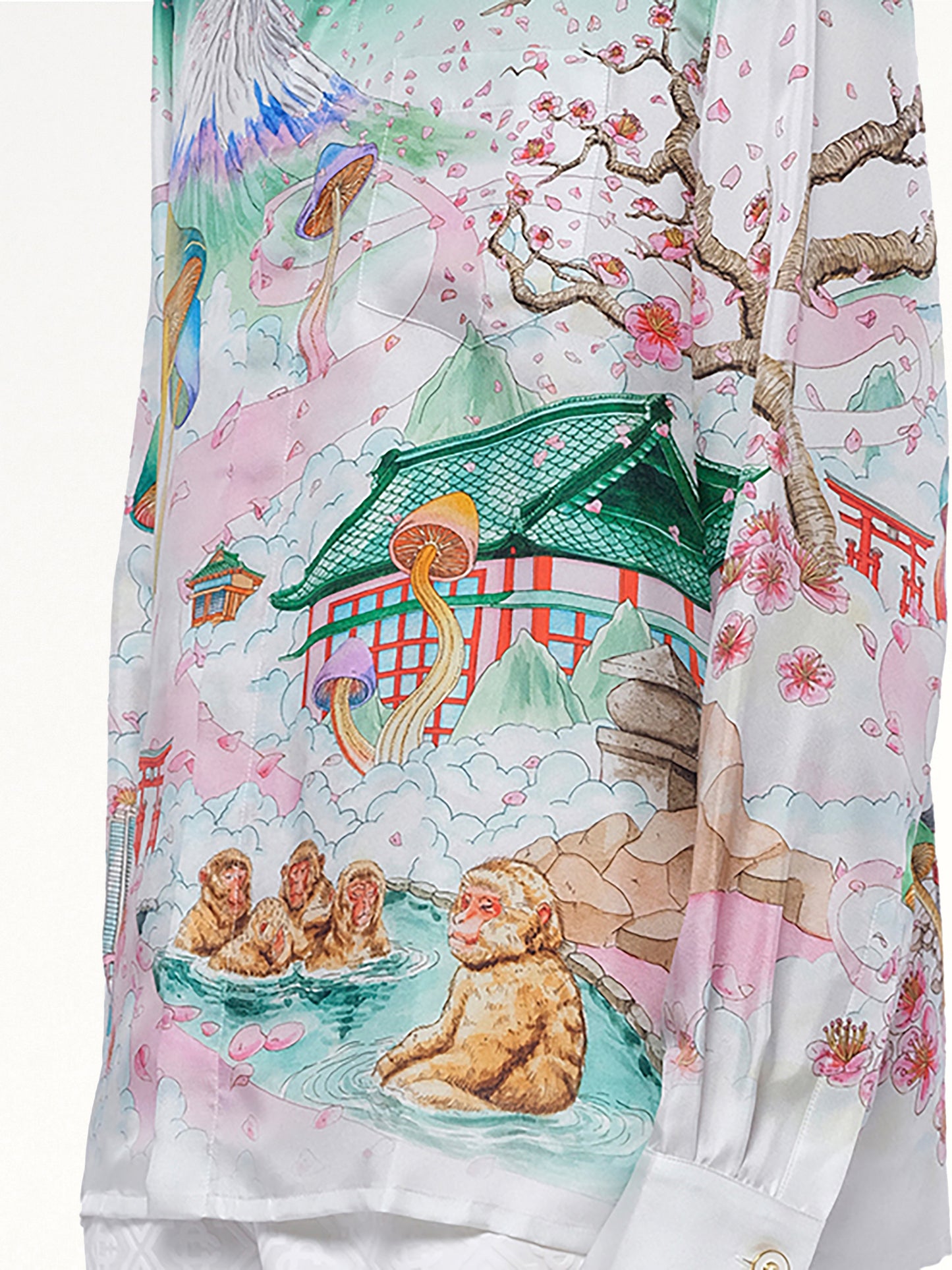 Silk Satin Flowers Shirt in Multicolour