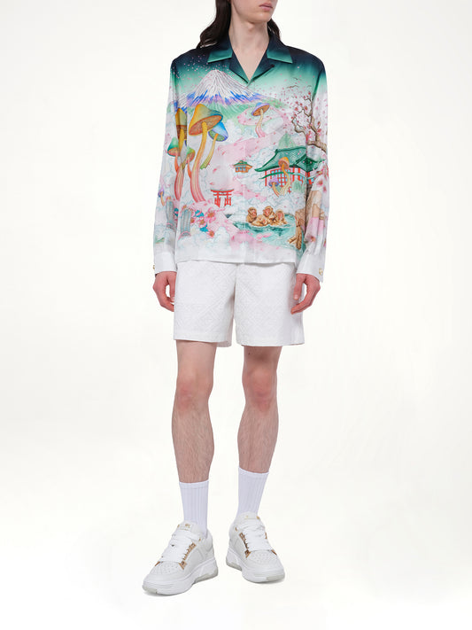 Silk Satin Flowers Shirt in Multicolour