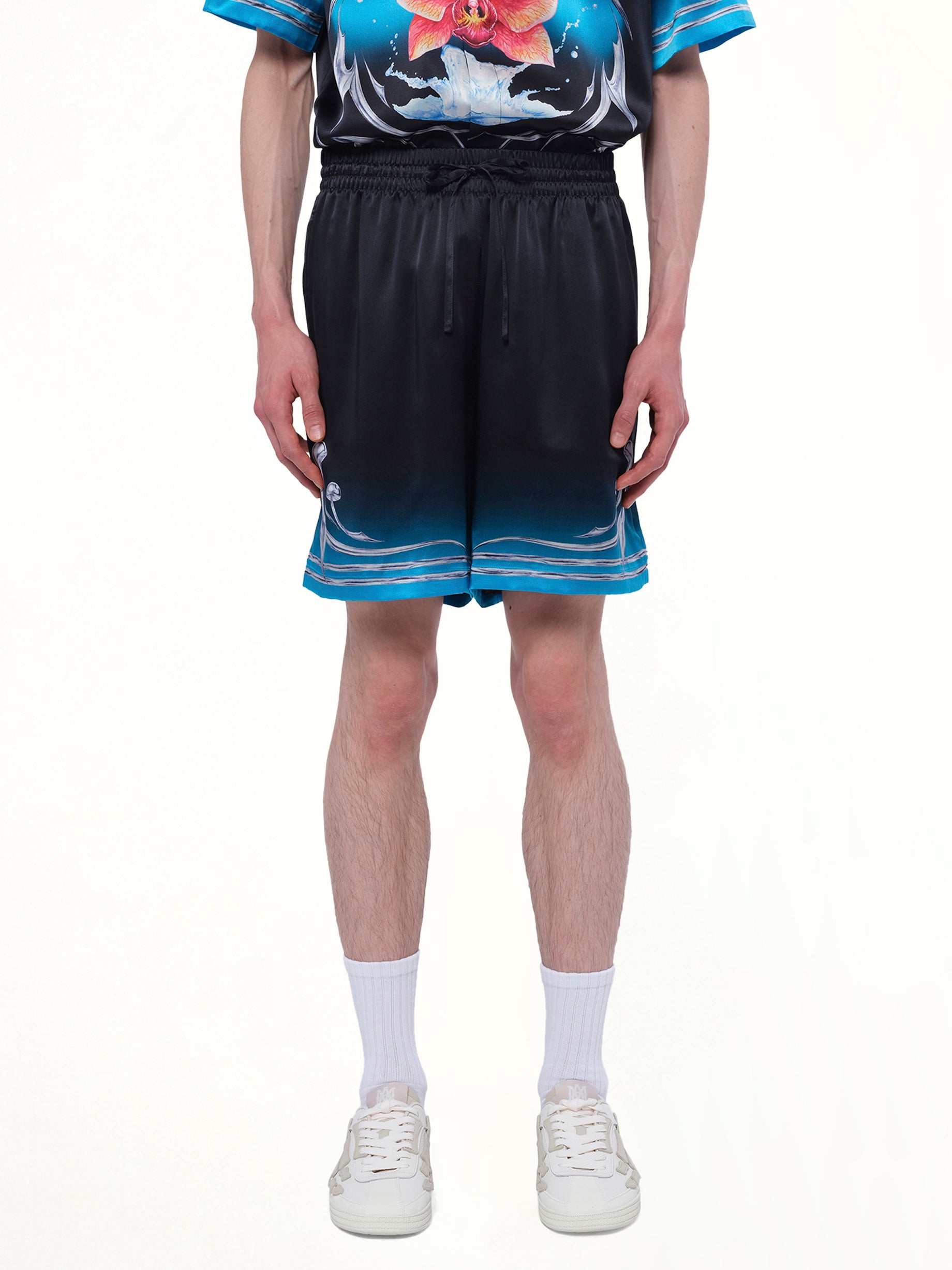 Silk Satin Blades Shorts in Multicolour