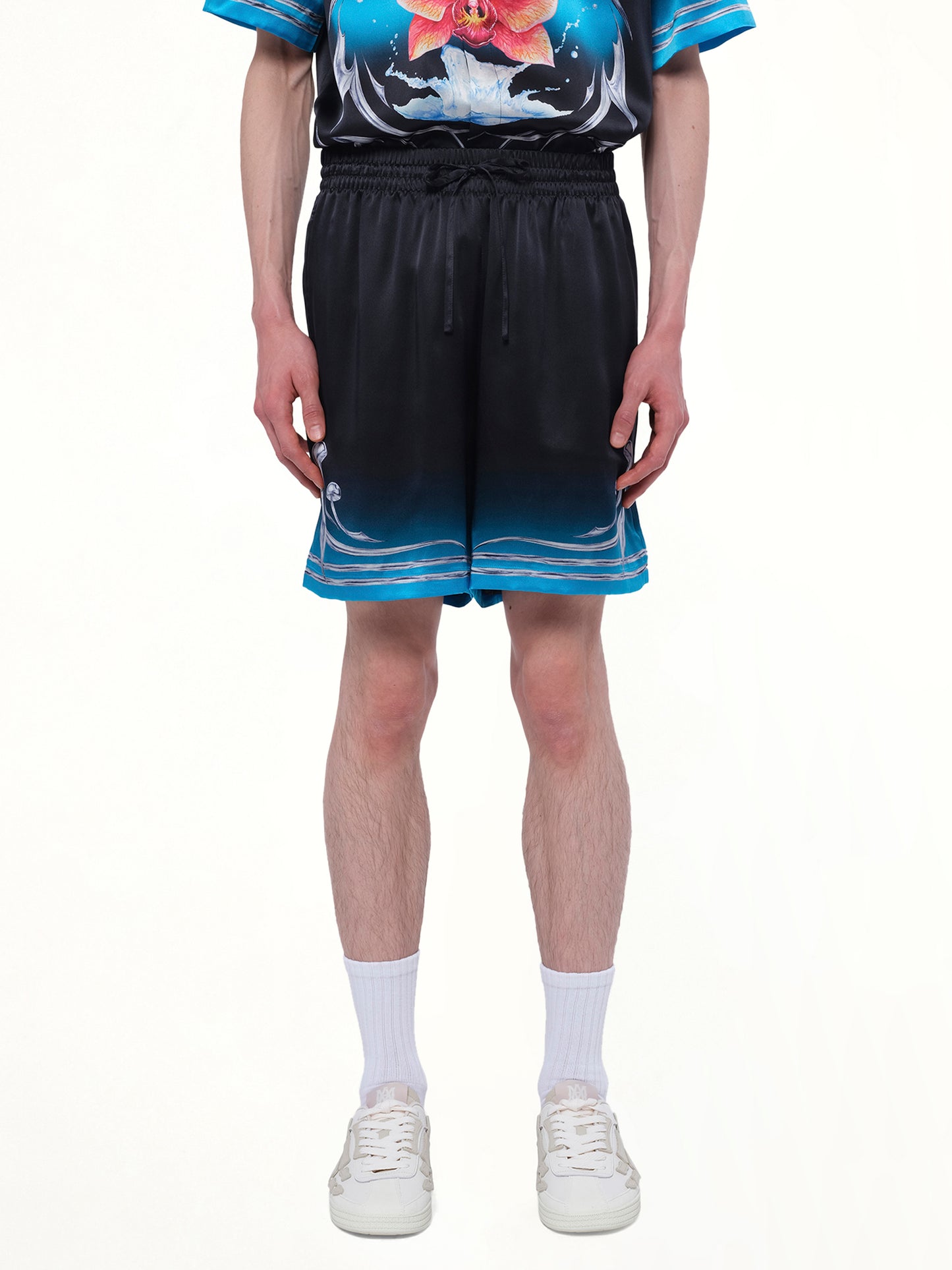 Silk Satin Blades Shorts in Multicolour