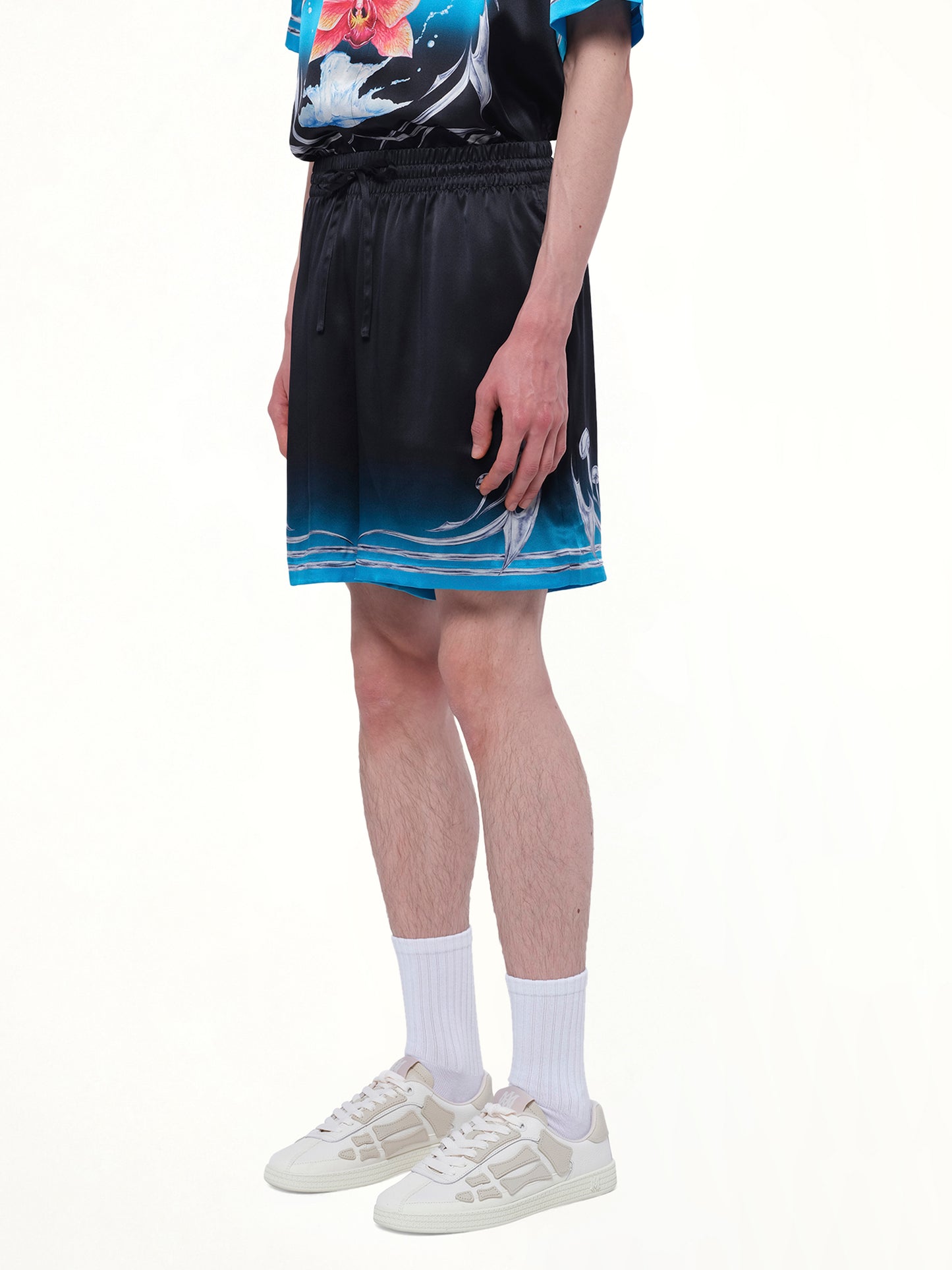 Silk Satin Blades Shorts in Multicolour