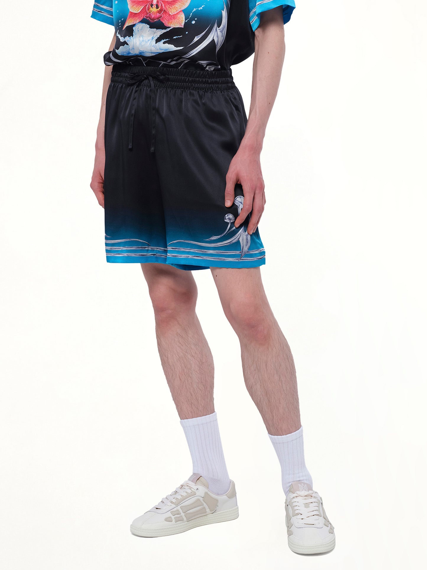Silk Satin Blades Shorts in Multicolour
