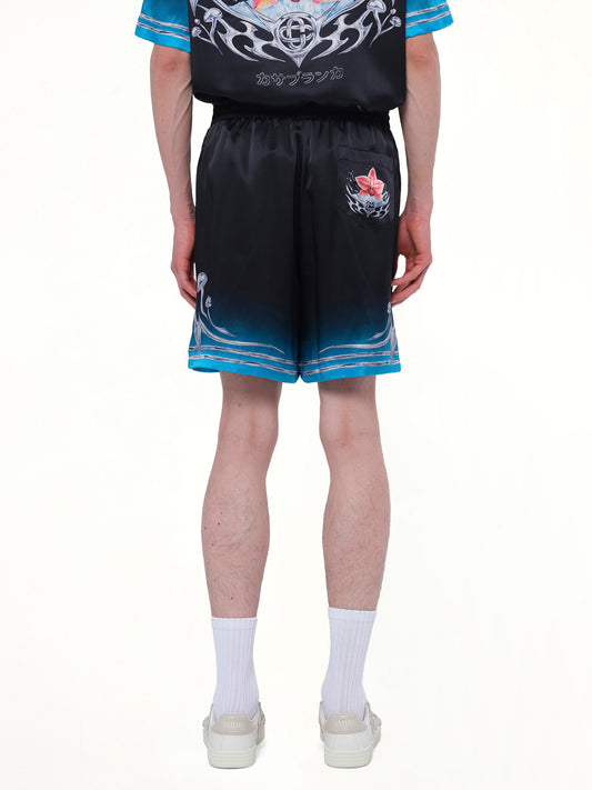 Silk Satin Blades Shorts in Multicolour
