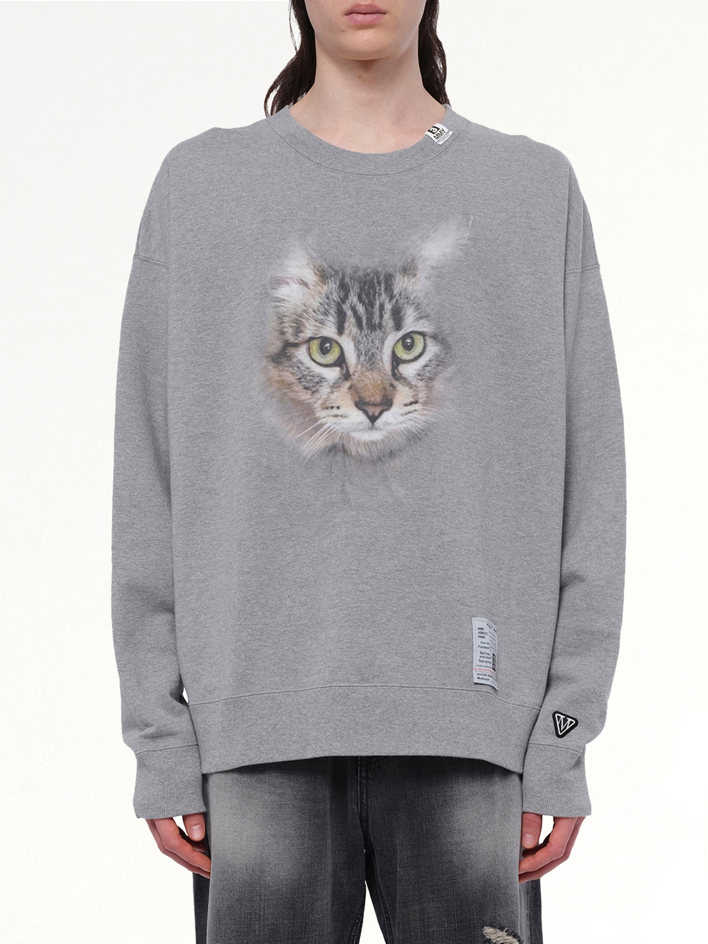 Cat Printed Pullover in Gray