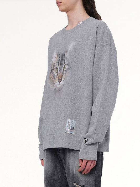 Cat Printed Pullover in Gray