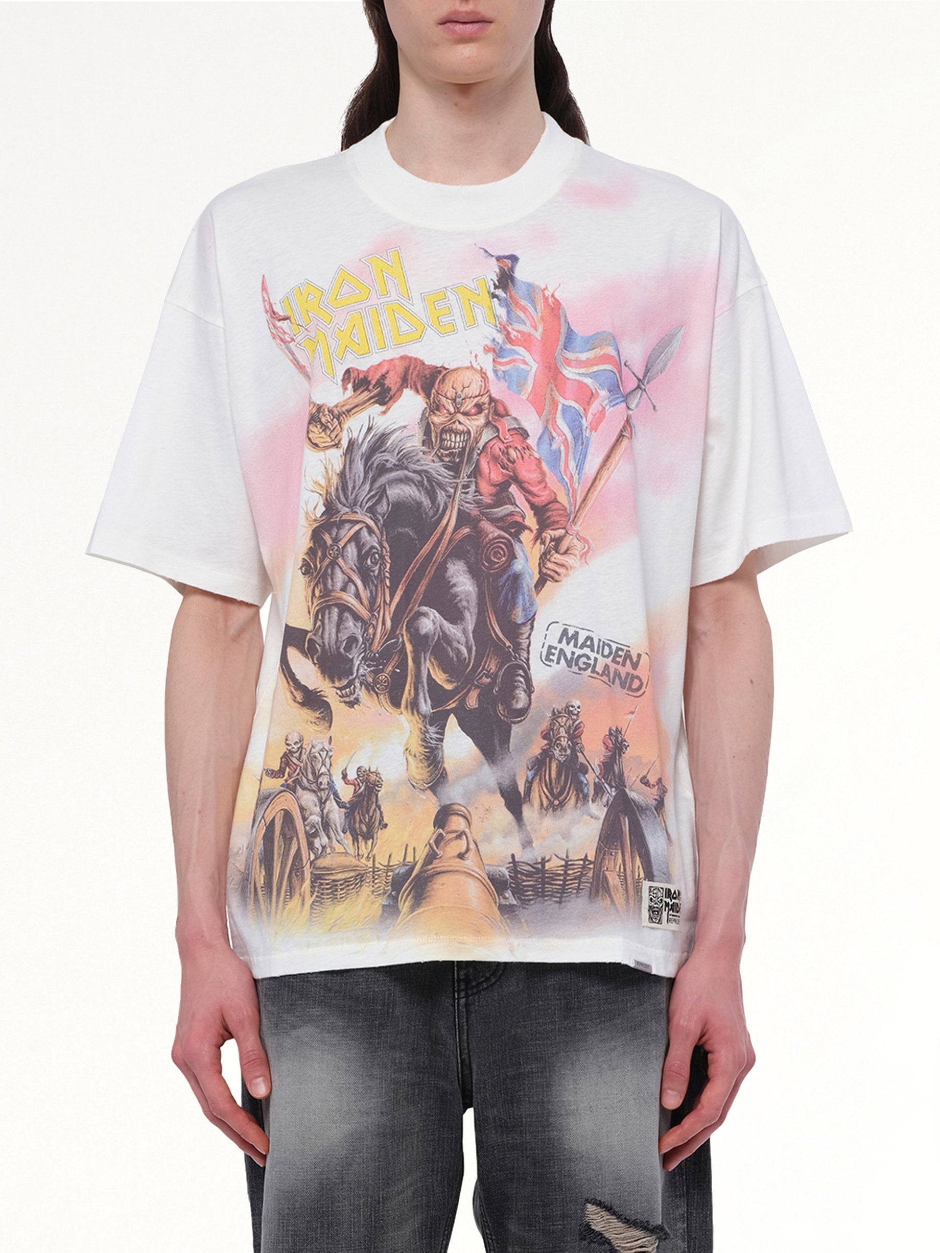 Iron Maiden Steed T-Shirt in Flat White