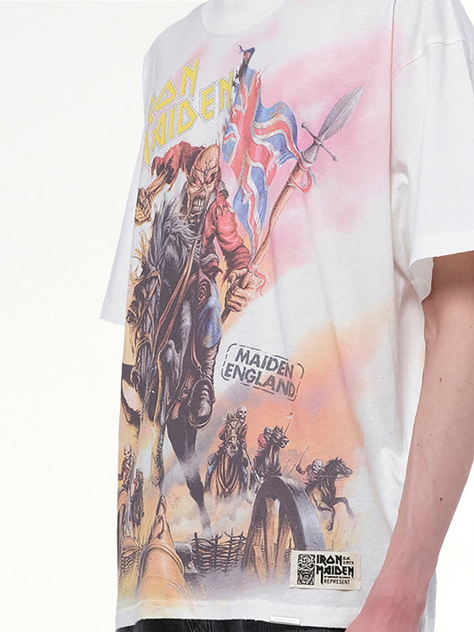 Iron Maiden Steed T-Shirt in Flat White