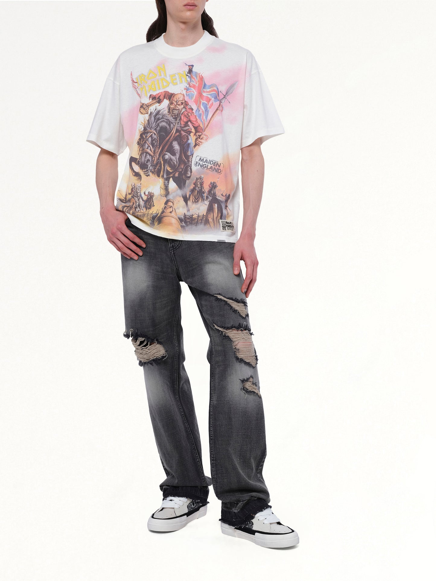 Iron Maiden Steed T-Shirt in Flat White