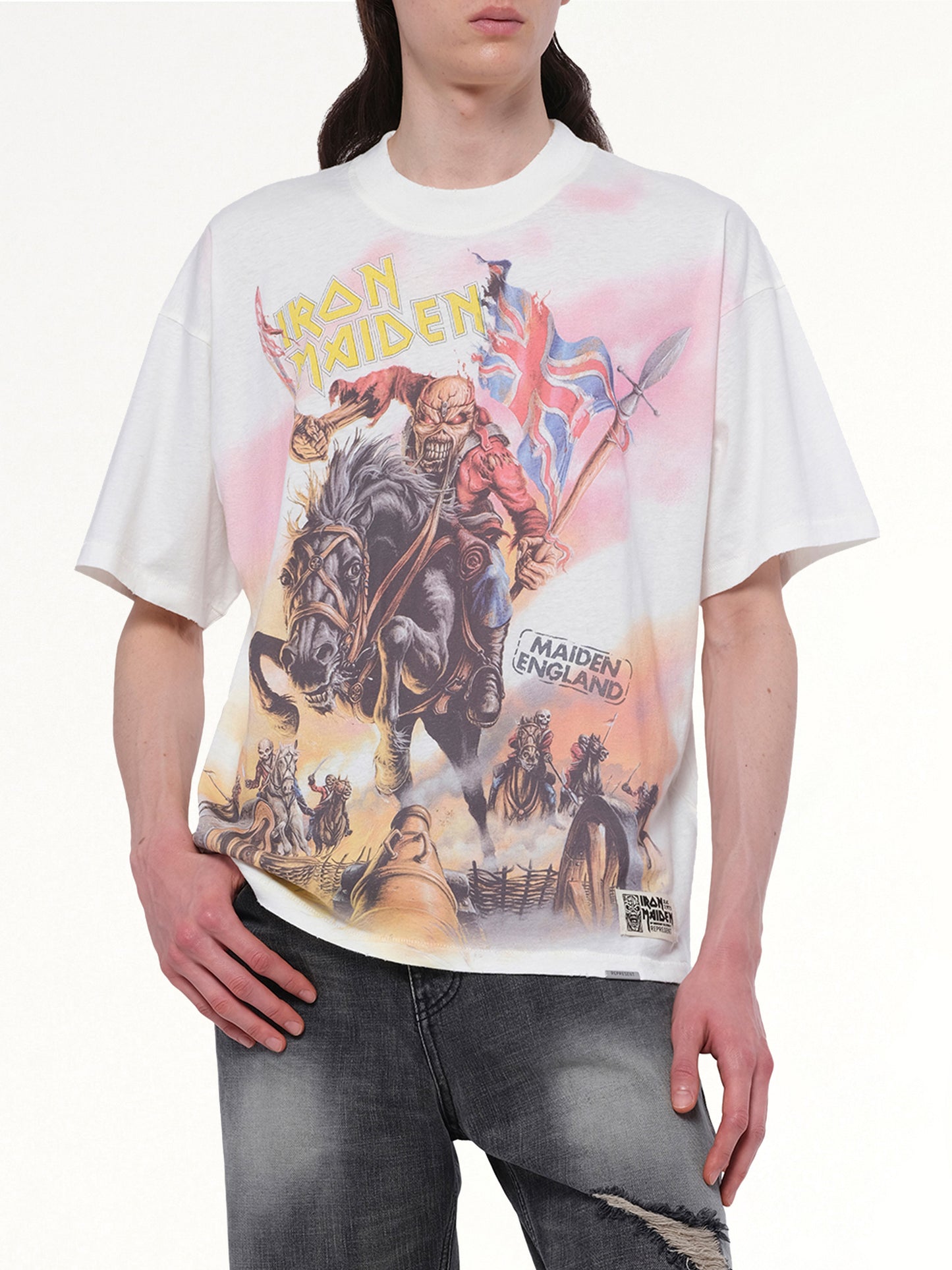 Iron Maiden Steed T-Shirt in Flat White