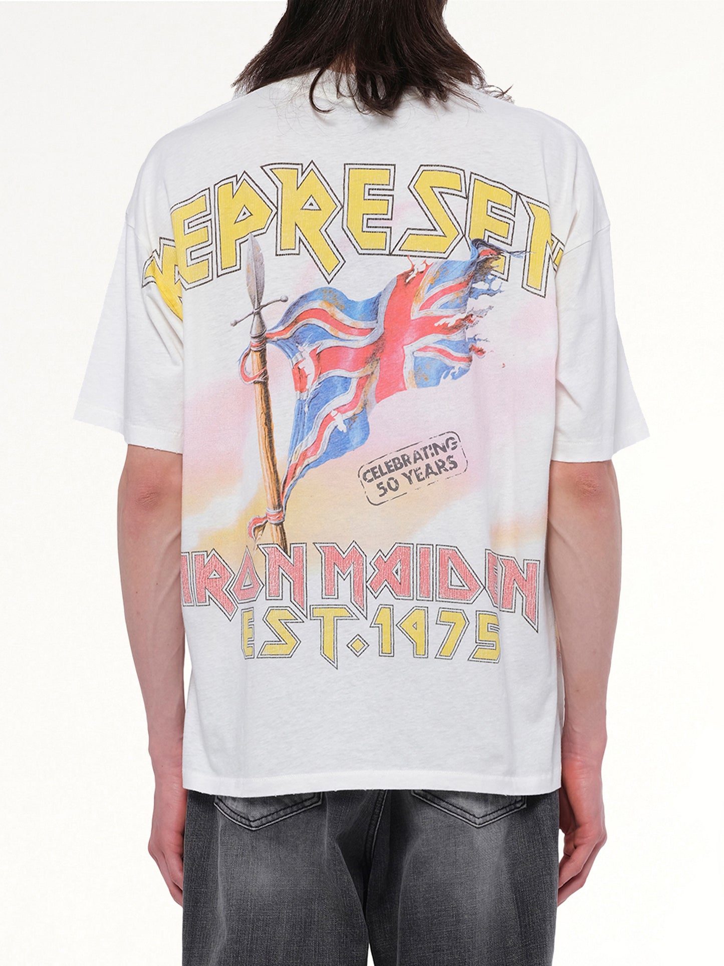 Iron Maiden Steed T-Shirt in Flat White