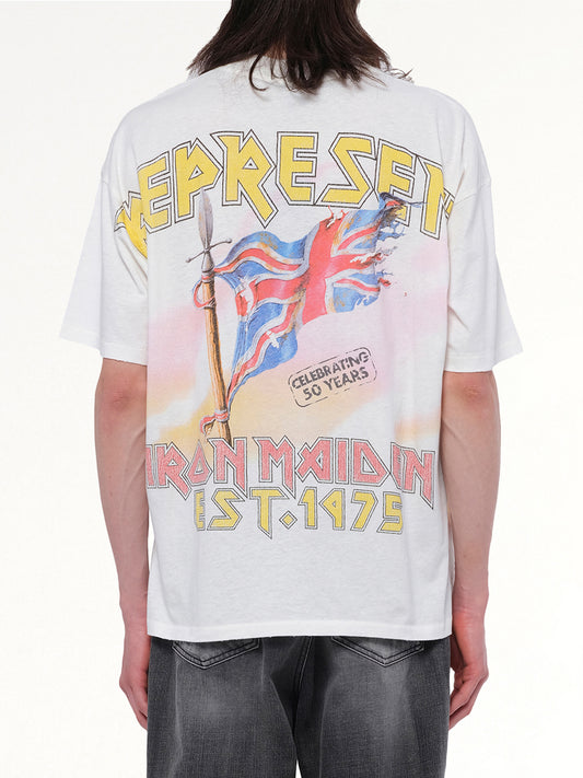 Iron Maiden Steed T-Shirt in Flat White