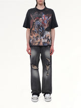 Iron Maiden Steed T-Shirt in Stained Black