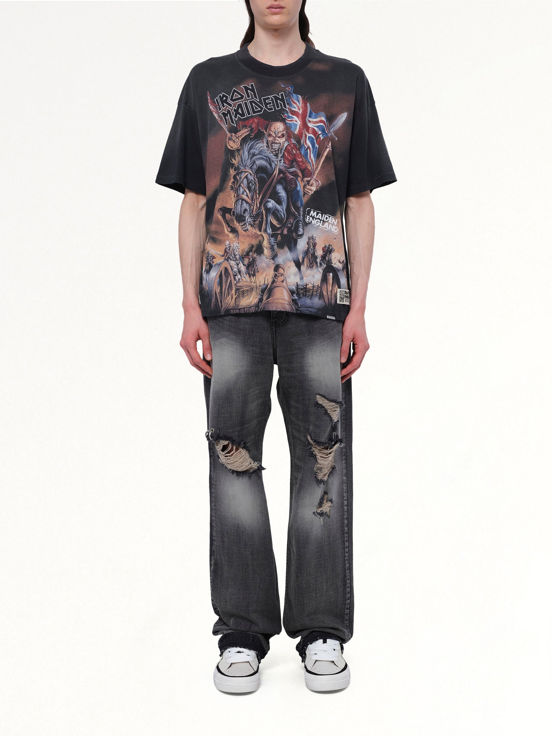 Iron Maiden Steed T-Shirt in Stained Black