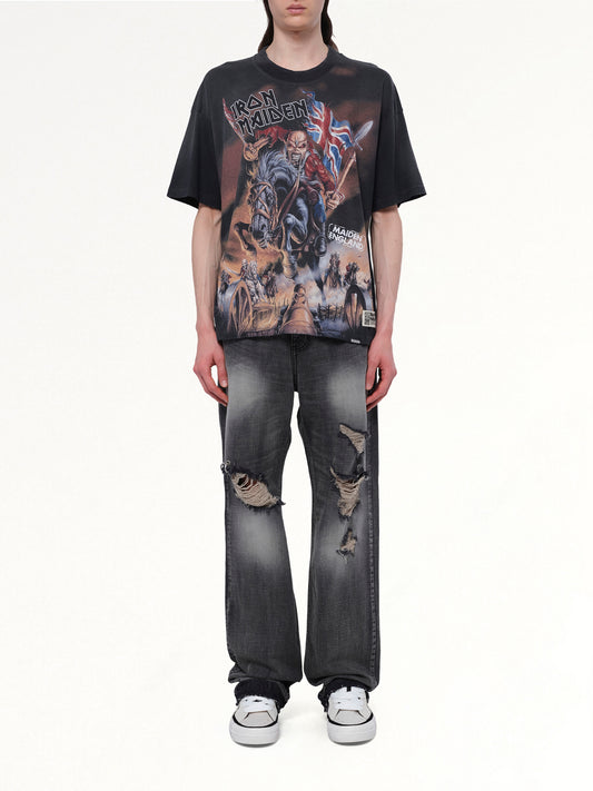 Iron Maiden Steed T-Shirt in Stained Black