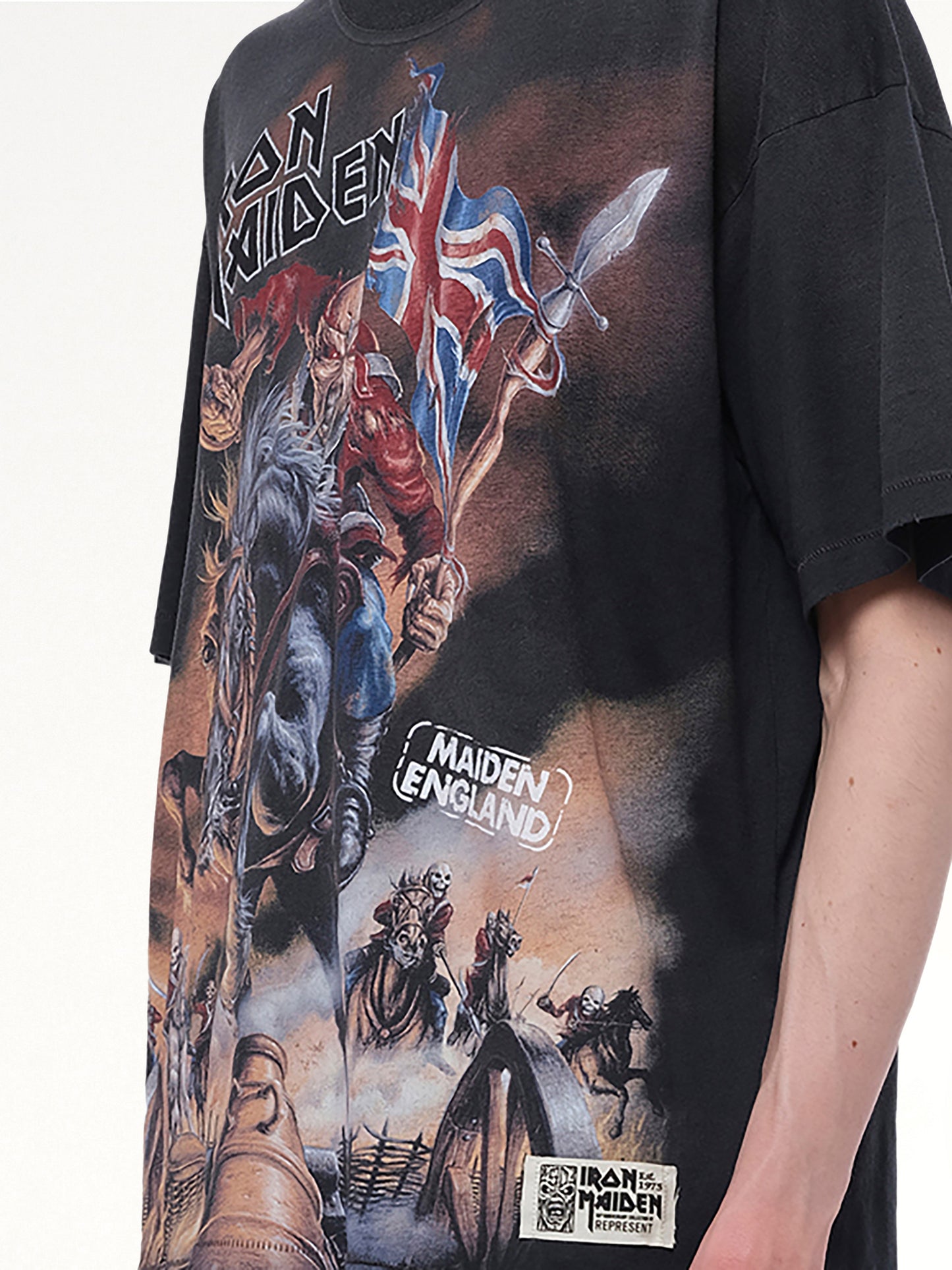 Iron Maiden Steed T-Shirt in Stained Black