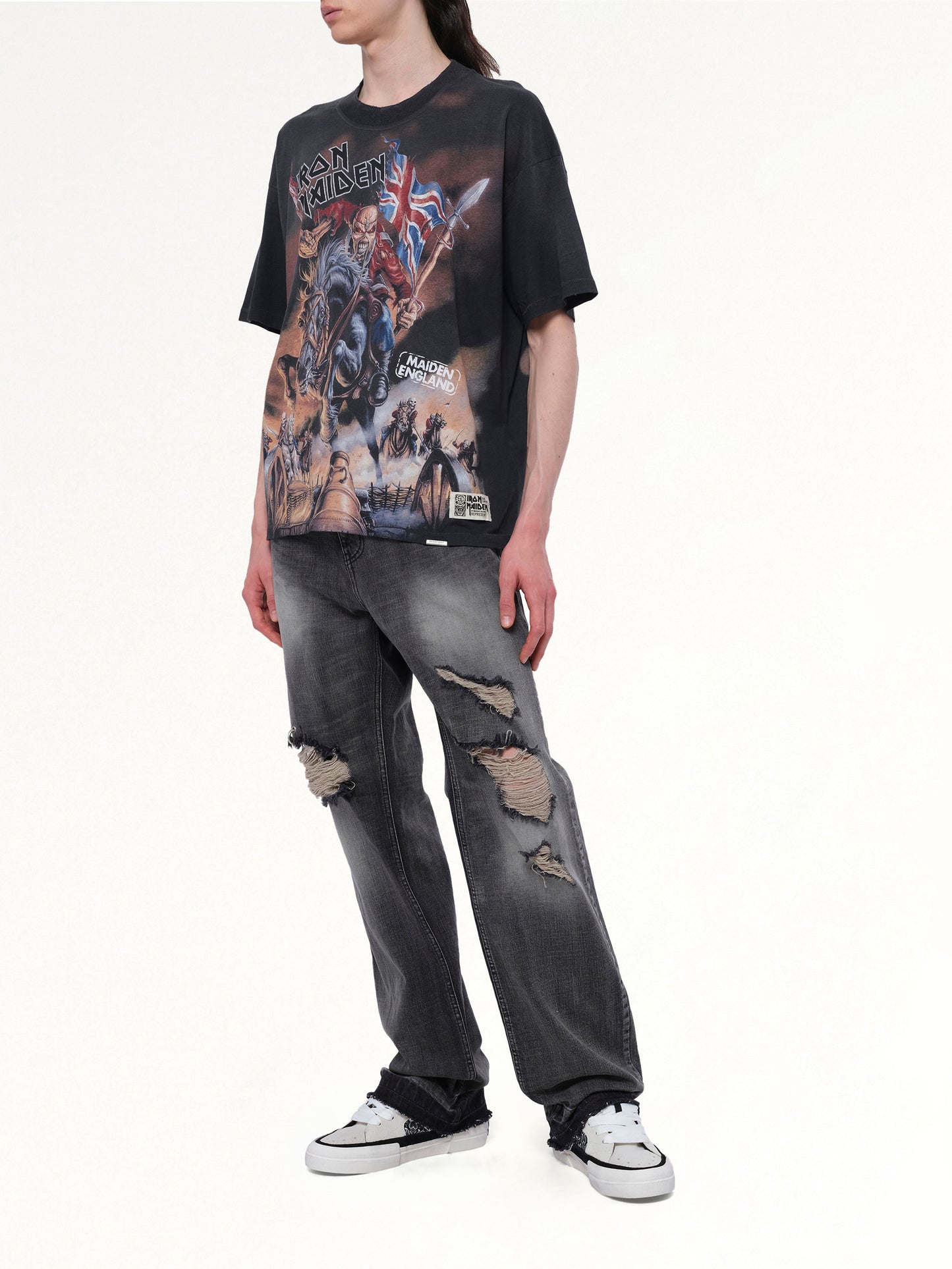 Iron Maiden Steed T-Shirt in Stained Black