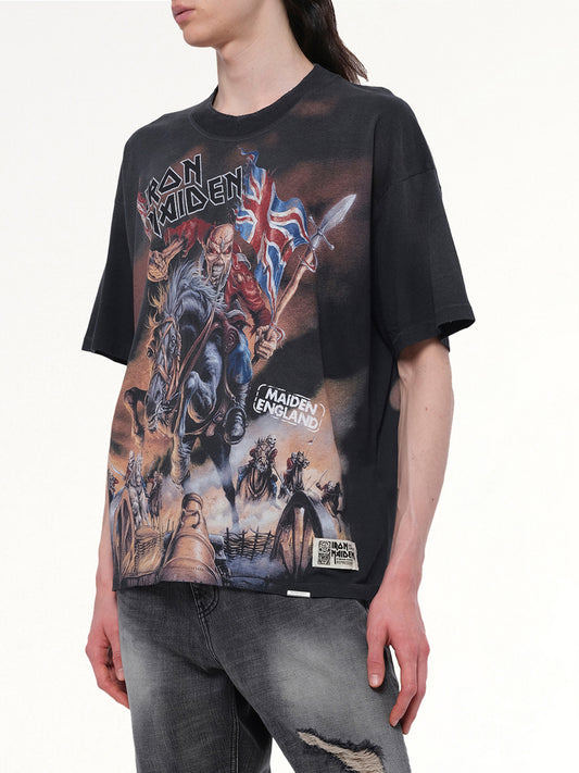Iron Maiden Steed T-Shirt in Stained Black