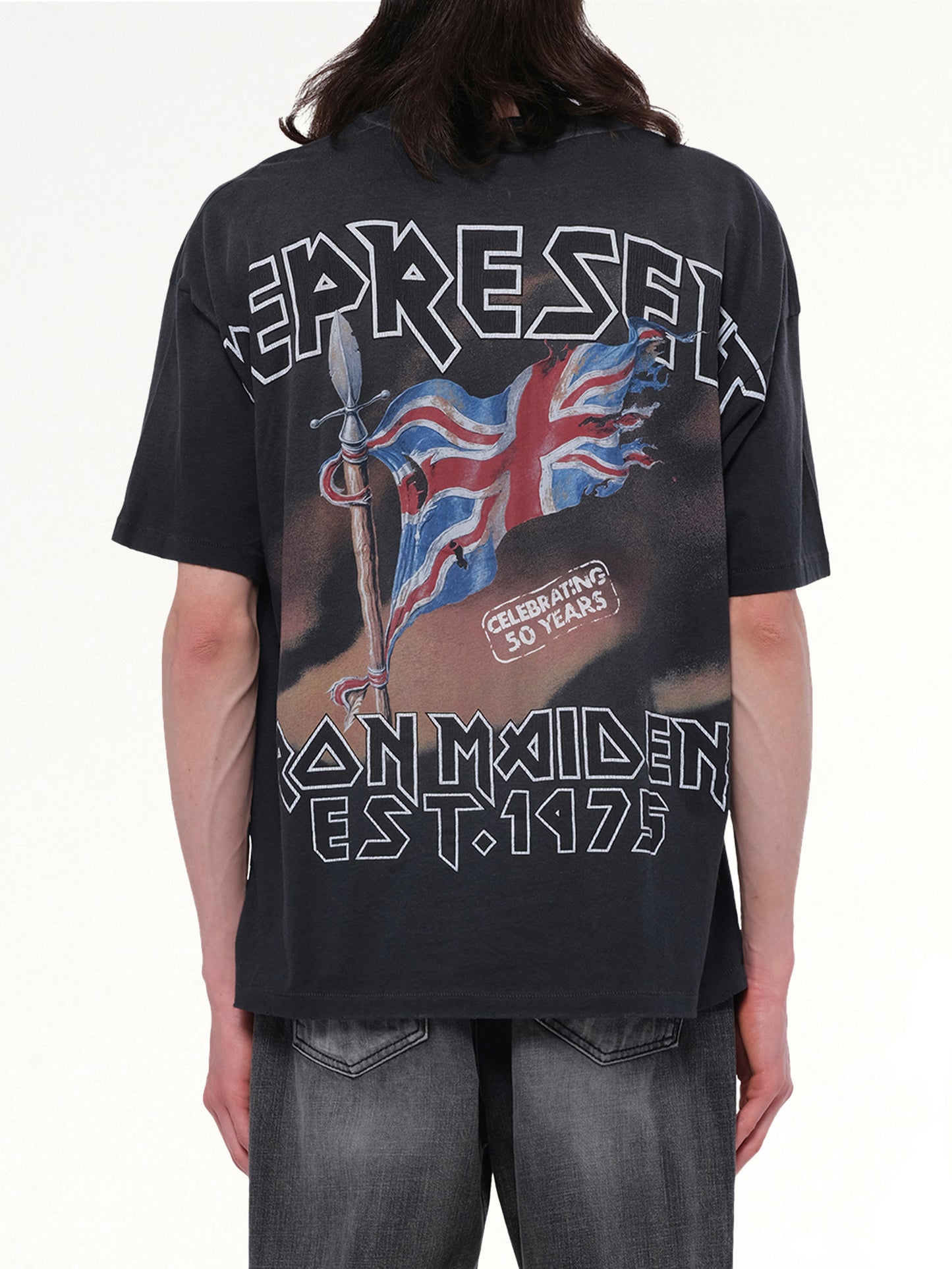 Iron Maiden Steed T-Shirt in Stained Black