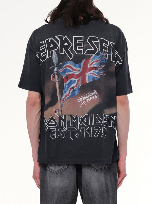 Iron Maiden Steed T-Shirt in Stained Black