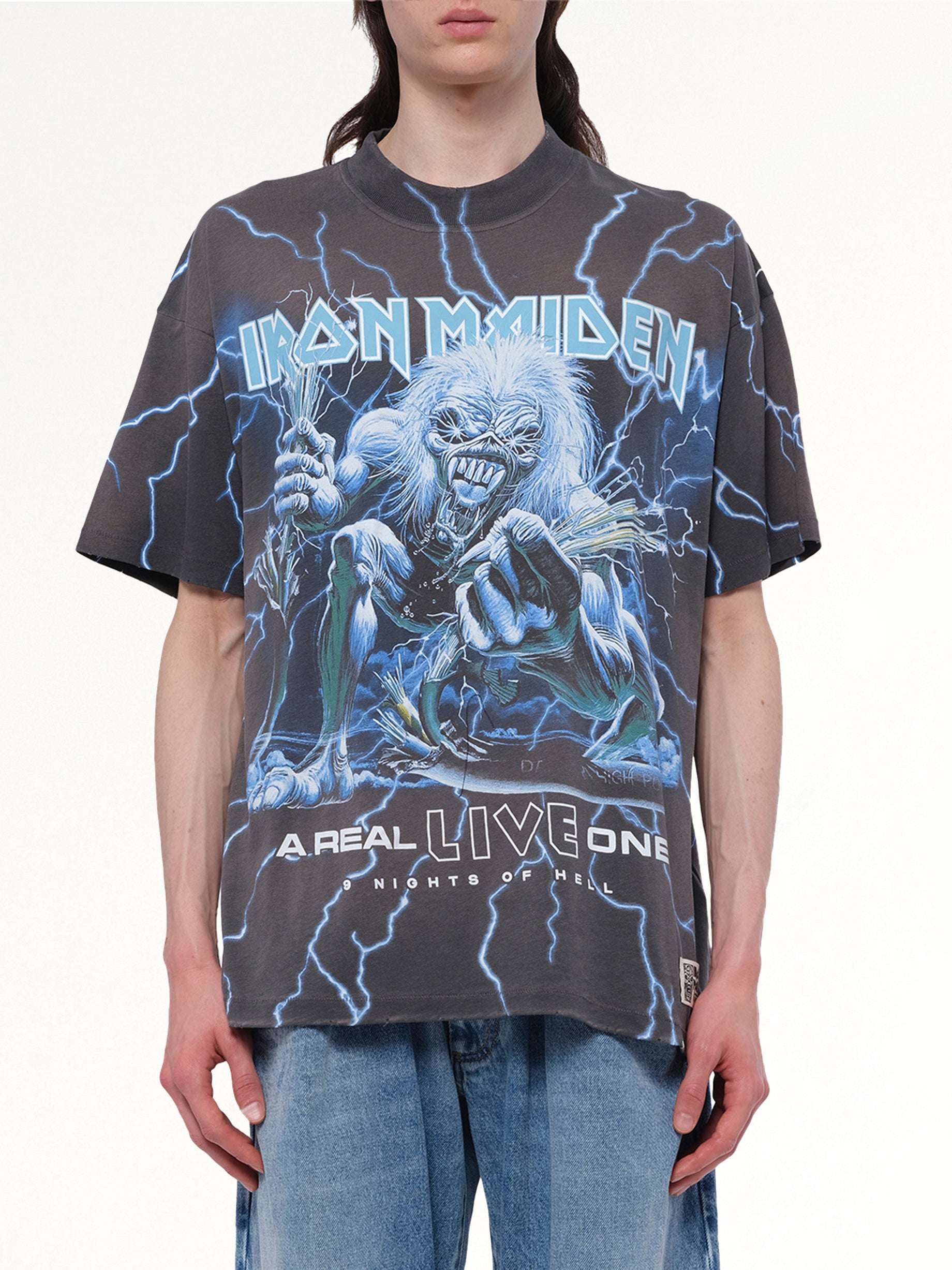 Iron Maiden a Real Live One T-Shirt in Sunfade Grey