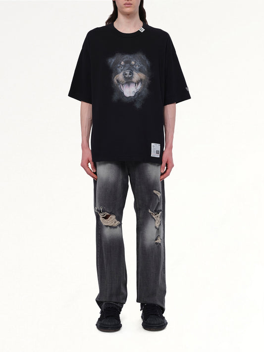 Dog Printed T-Shirt in Black