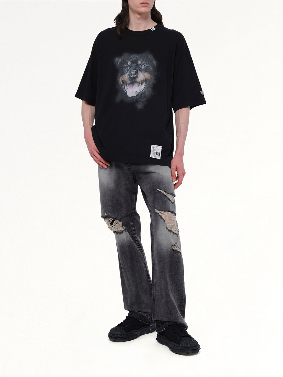 Dog Printed T-Shirt in Black