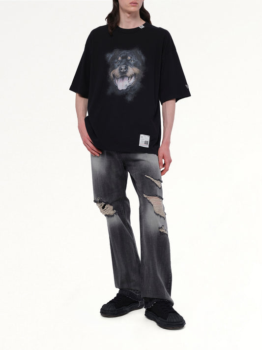 Dog Printed T-Shirt in Black