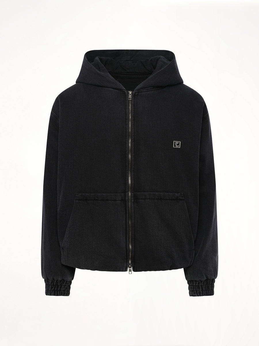 Dyed Denim Hoodie in Black