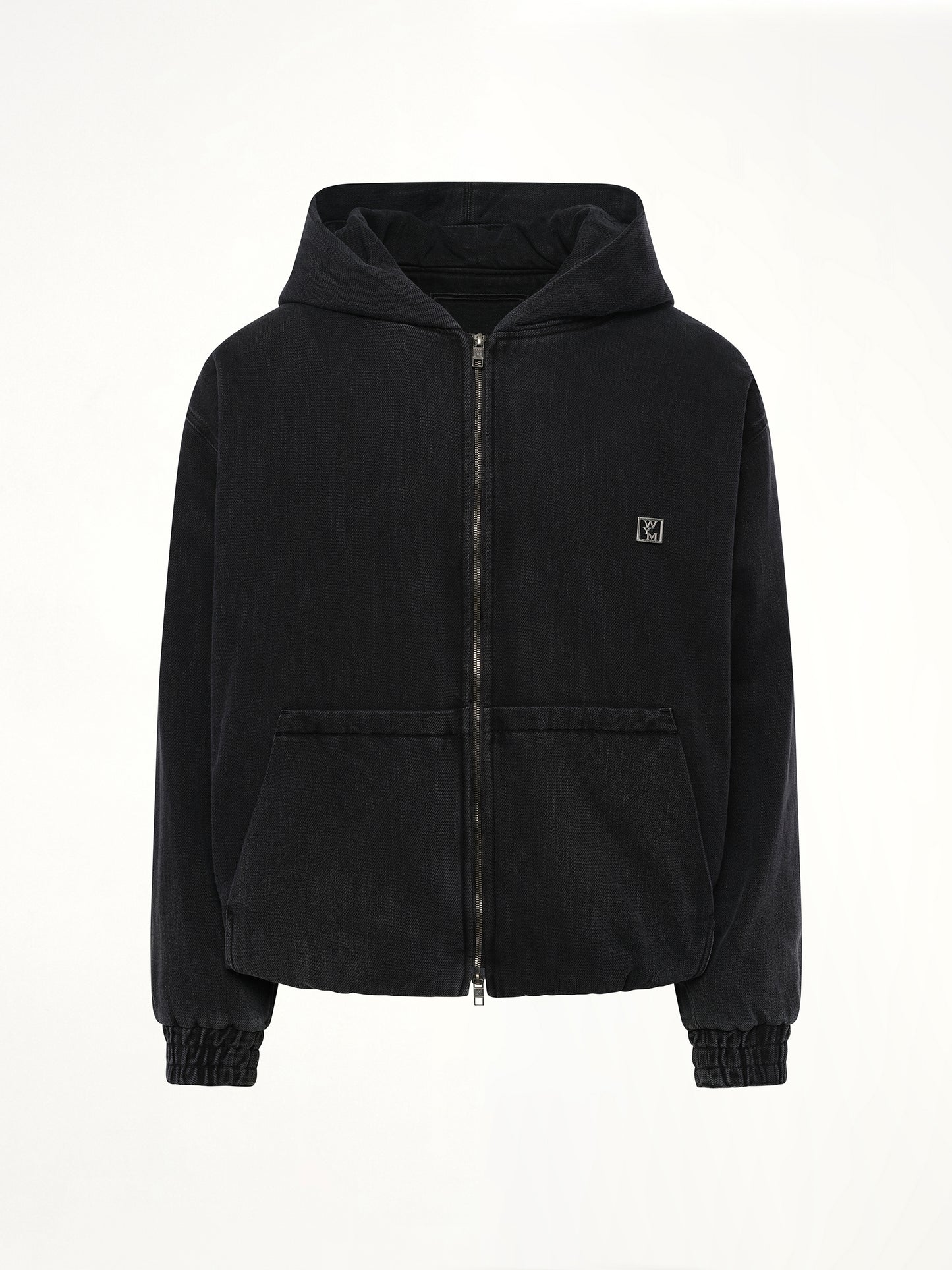 Dyed Denim Hoodie in Black