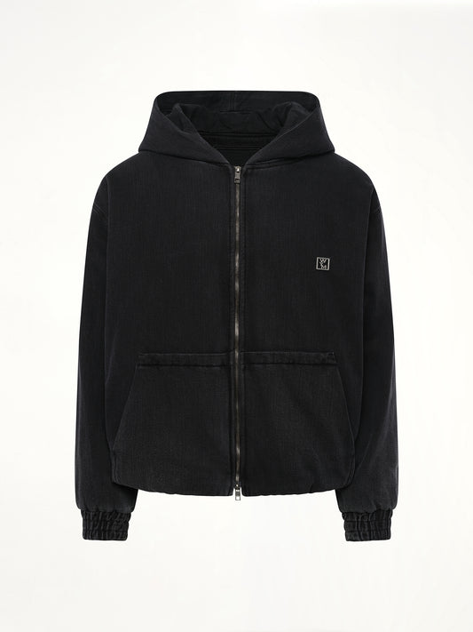 Dyed Denim Hoodie in Black
