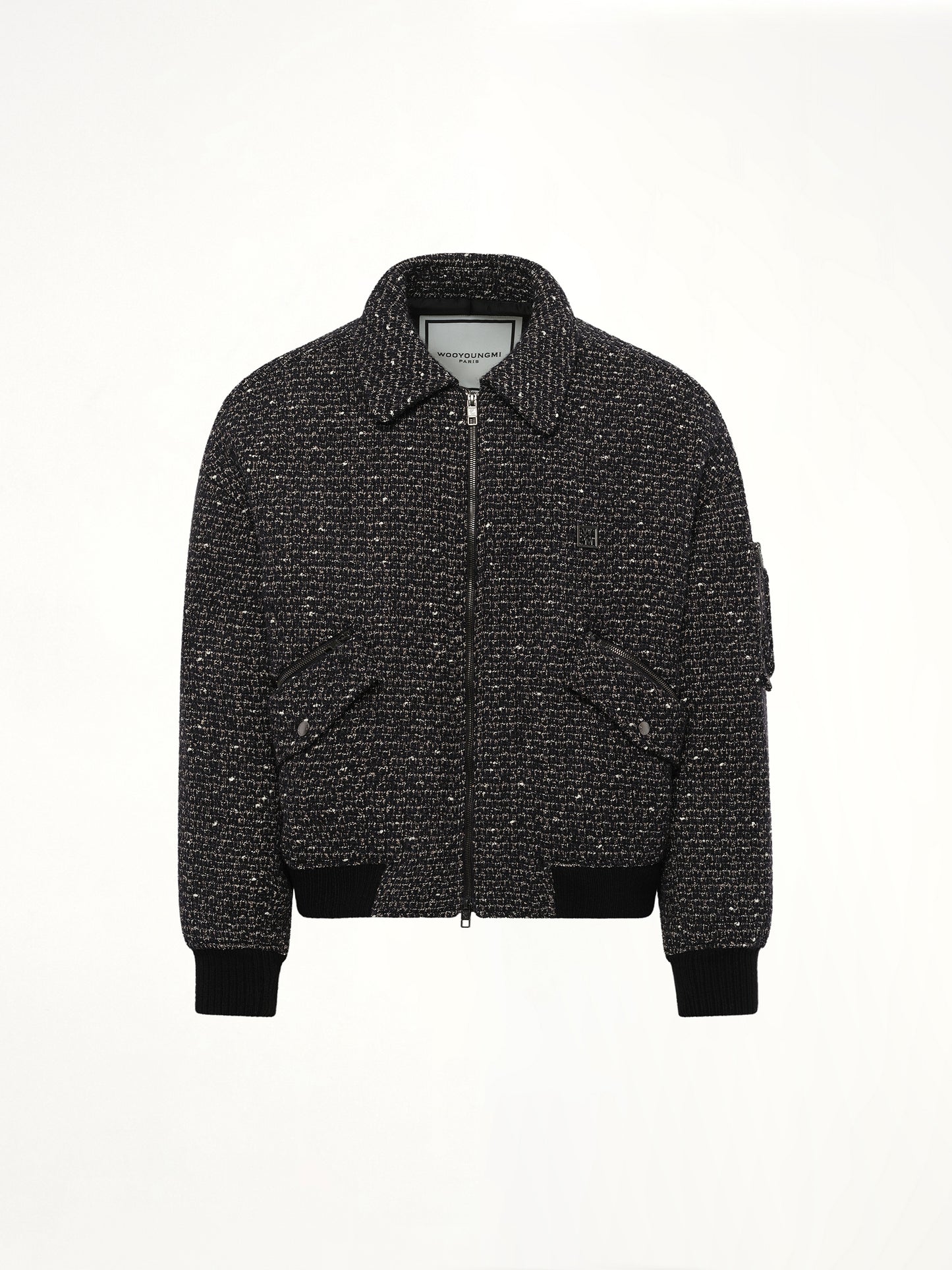 Tweed Bomber Jacket in Black