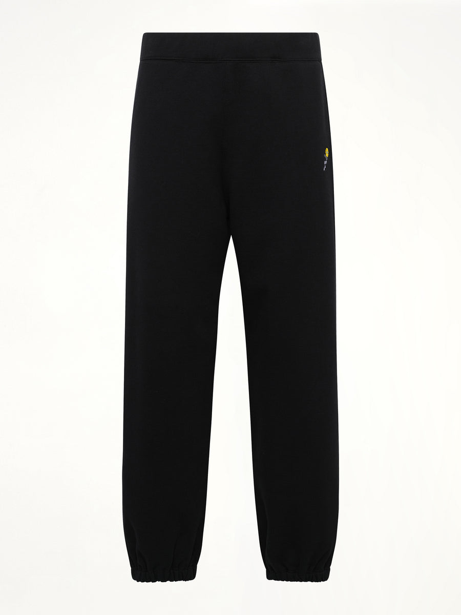 Floral Embroidered Sweatpant in Black