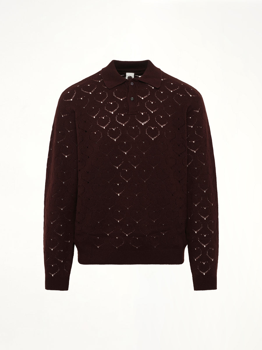 Eyelet Polo in Dark Tobacco