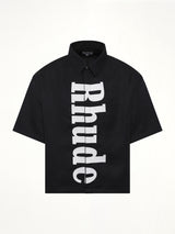 Center Logo Button Up Shirt in Black/White