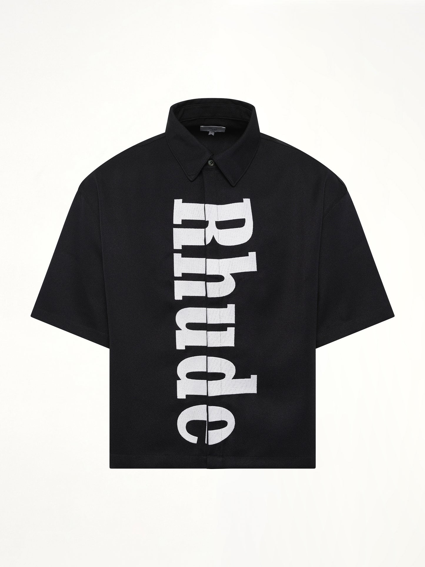 Center Logo Button Up Shirt in Black/White