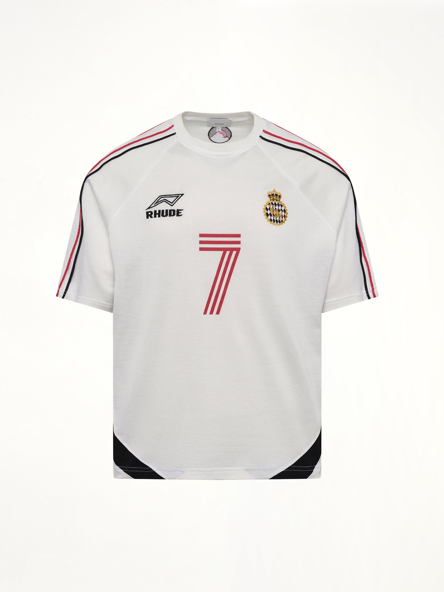 Lundun Soccer Jersey in White/Black/Red