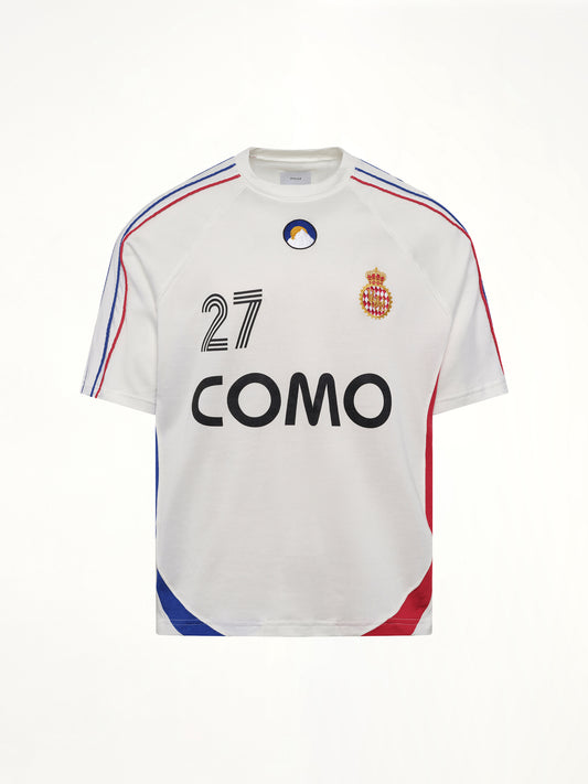 Rhude 27 Jersey in Off White/Navy/Red