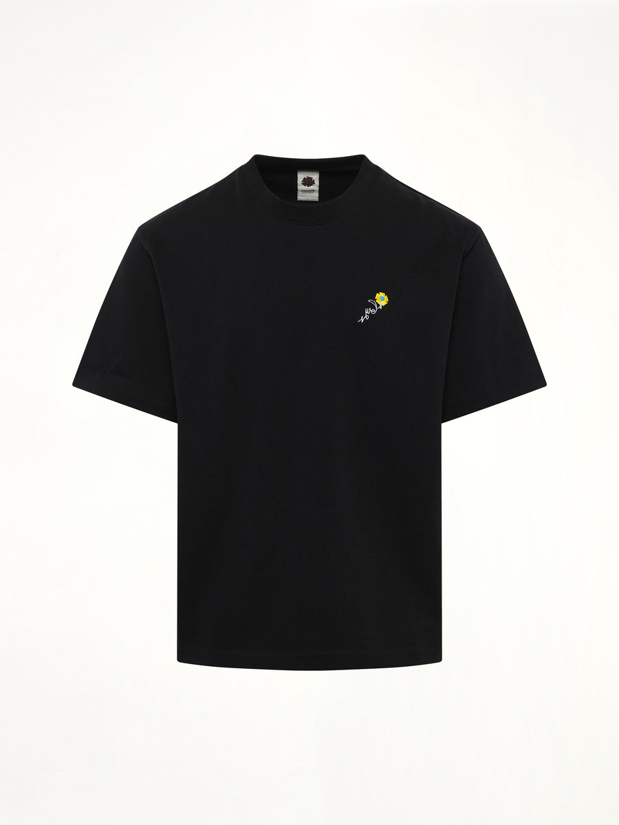 Floral Embroidered T-Shirt in Black