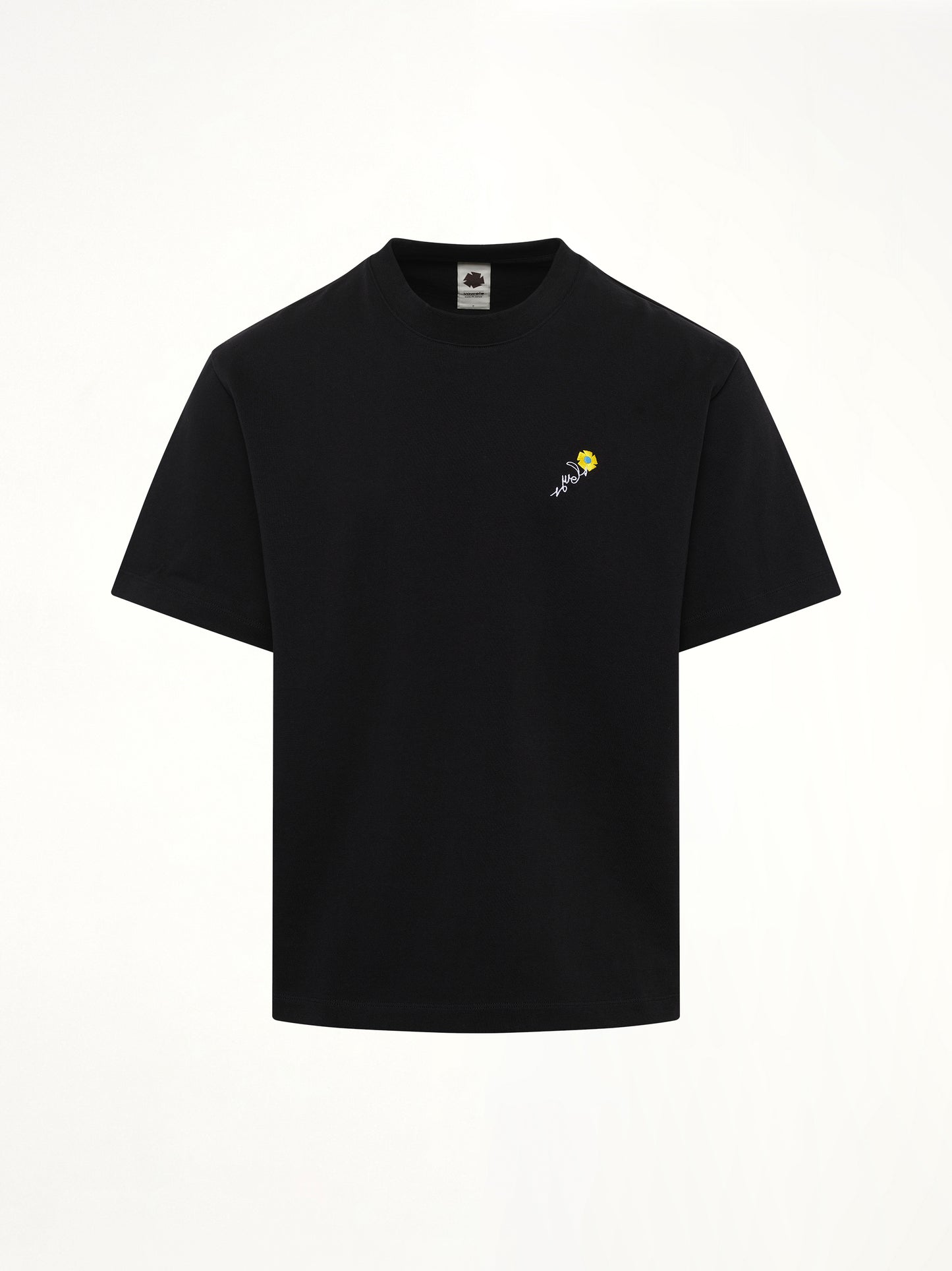 Floral Embroidered T-Shirt in Black