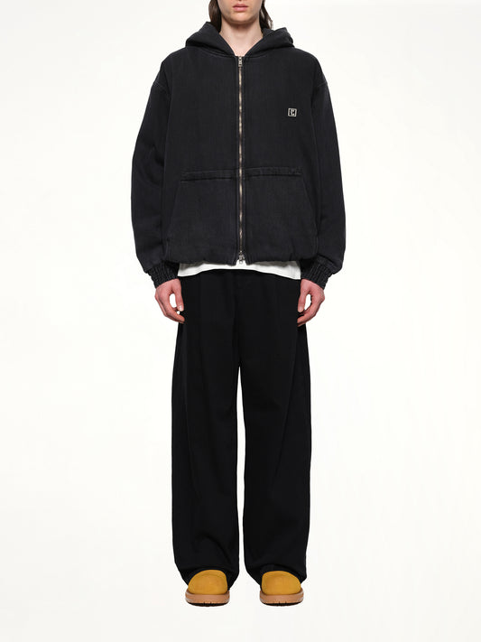 Dyed Denim Hoodie in Black